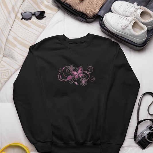 Pink Butterfly Embroidered Sweatshirt