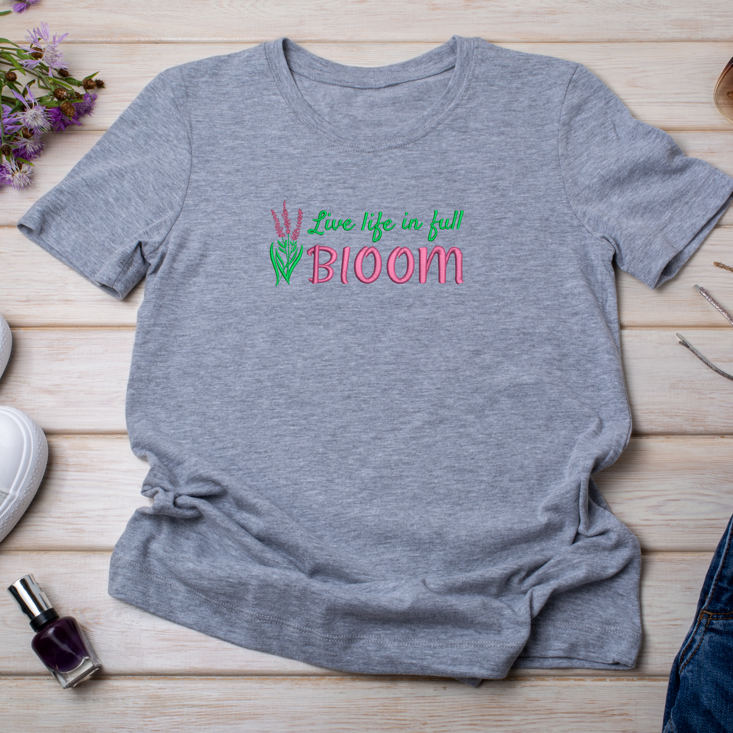 Live Life In Full Bloom embroidery