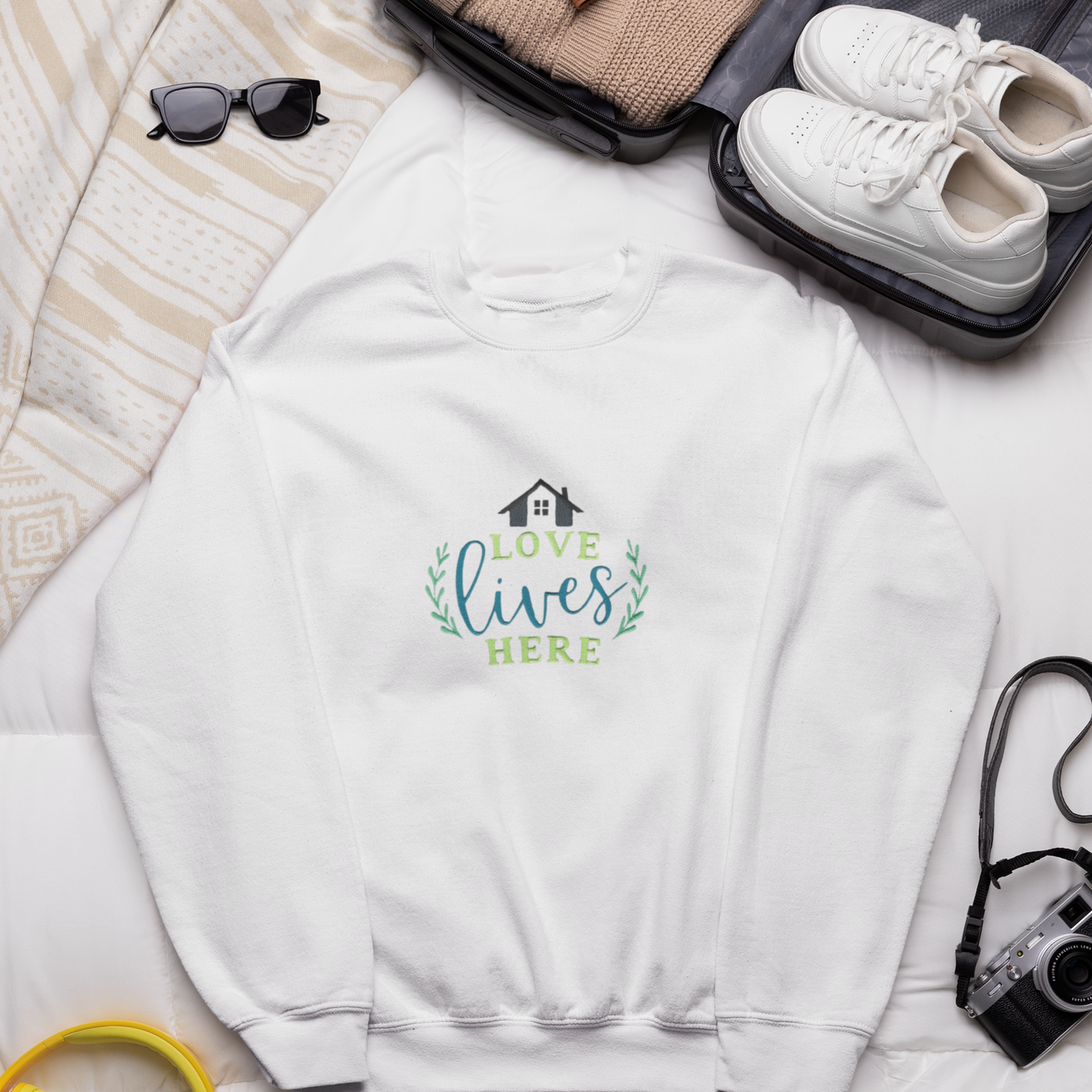 Love Lives Here Embroidered Sweatshirt